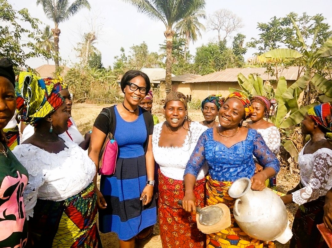 Funke Olufon documenting the World Bank Fadama Development Project in Inyi Village, Enugu State, highlighting impact storytelling in development communication.
